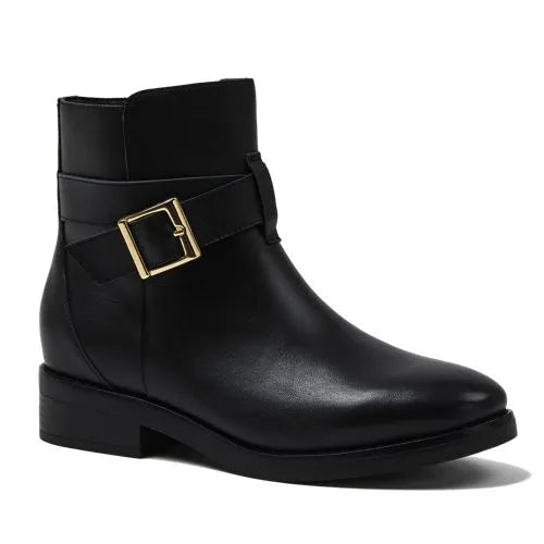 Women's Leather Buckle Boots