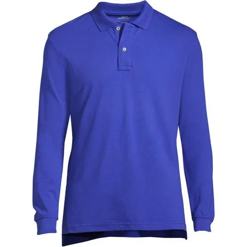 Men's Big Long Sleeve Classic Mesh Polo Shirt