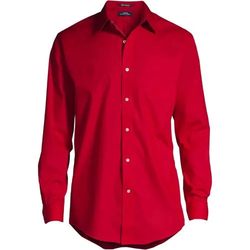 Men's Long Sleeve Straight Collar Broadcloth Dress Shirt