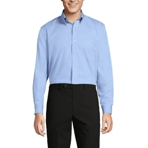 School Uniform Men's Long Sleeve Buttondown No Iron Pinpoint Shirt