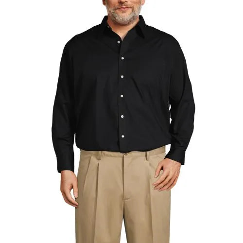 Men's Long Sleeve Straight Collar Broadcloth Dress Shirt