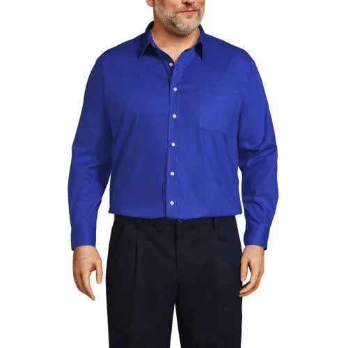 Men's Long Sleeve Straight Collar Broadcloth Dress Shirt