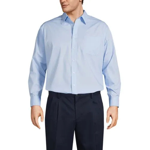 Men's Long Sleeve Straight Collar Broadcloth Dress Shirt
