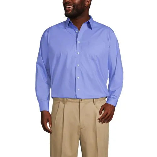 Men's Long Sleeve Straight Collar Broadcloth Dress Shirt