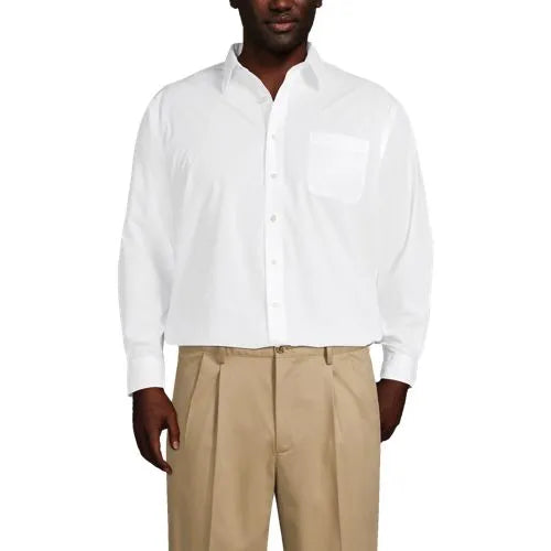 Men's Long Sleeve Straight Collar Broadcloth Dress Shirt