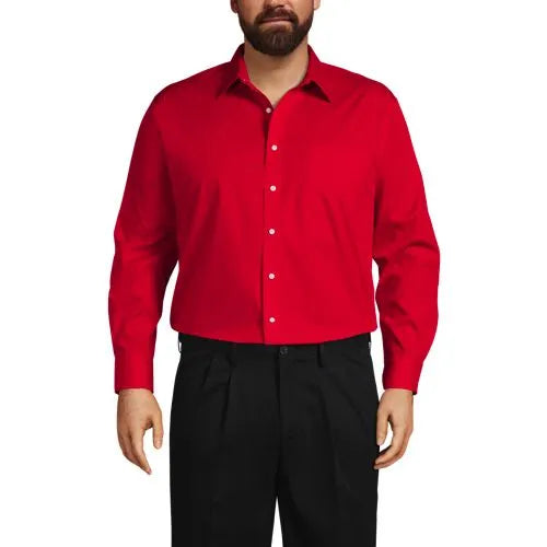 Men's Long Sleeve Straight Collar Broadcloth Dress Shirt