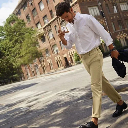 Men's No Iron Traditional Fit Plain Front Chino Pant