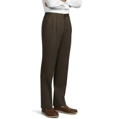 Men's No Iron Traditional Fit Pleated Front Chino Pant