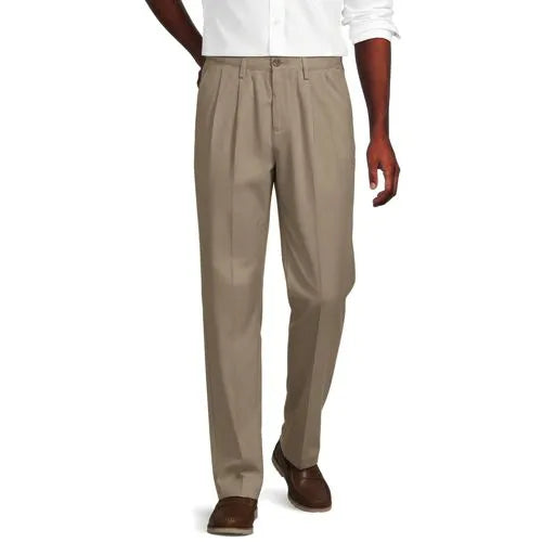 Men's No Iron Traditional Fit Pleated Front Chino Pant