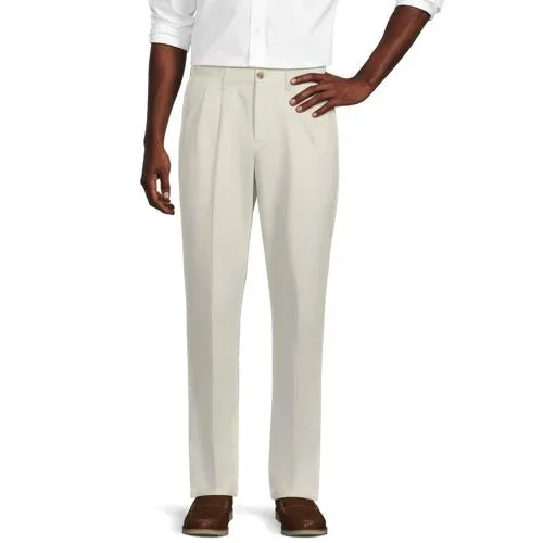 Men's No Iron Traditional Fit Pleated Front Chino Pant