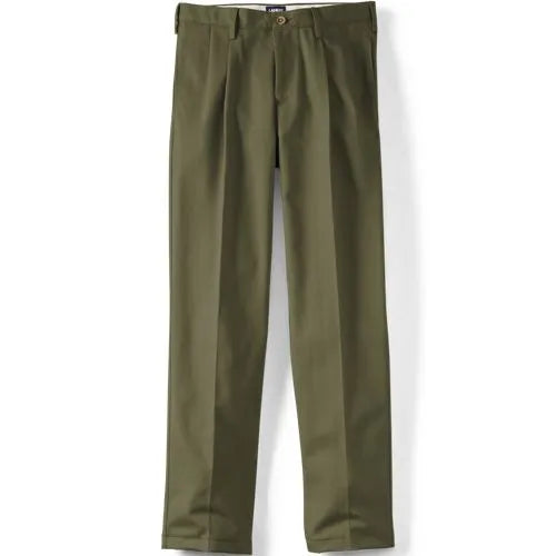 Men's No Iron Traditional Fit Pleated Front Chino Pant