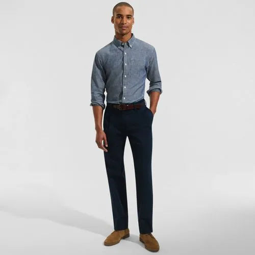Men's No Iron Traditional Fit Pleated Front Chino Pant