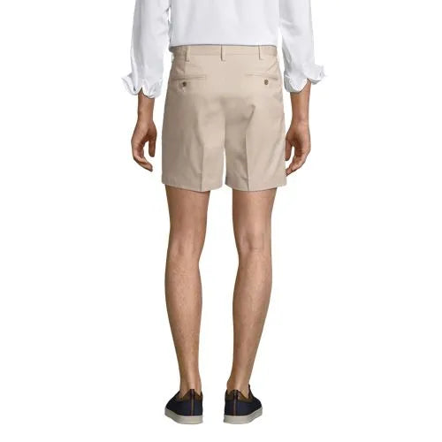 Men's No Iron 6" Comfort Waist Pleated Front Chino Short