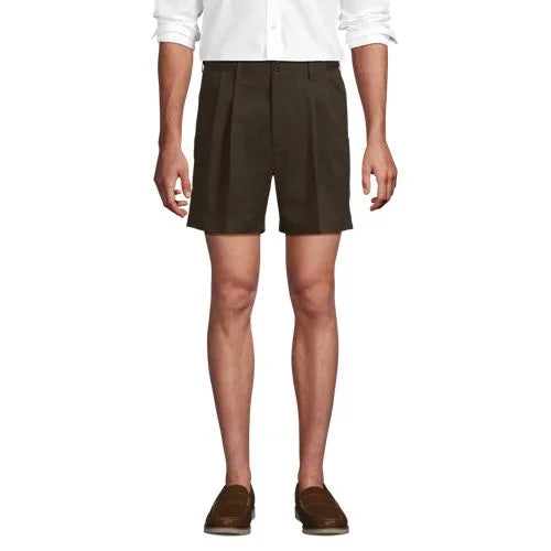 Men's No Iron 6" Comfort Waist Pleated Front Chino Short
