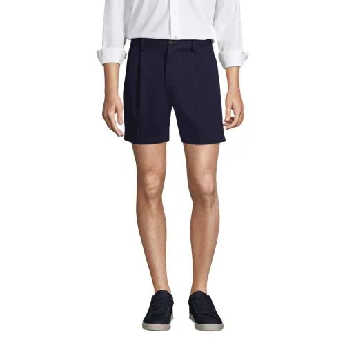Men's No Iron 6" Comfort Waist Pleated Front Chino Short