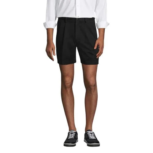 Men's No Iron 6" Comfort Waist Pleated Front Chino Short
