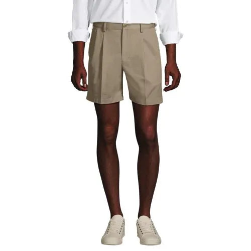 Men's No Iron 6" Comfort Waist Pleated Front Chino Short