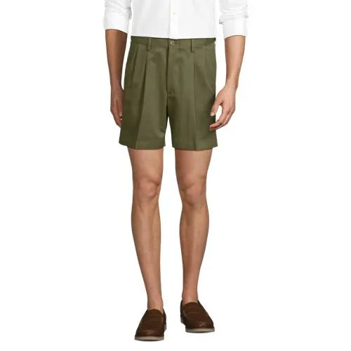 Men's No Iron 6" Comfort Waist Pleated Front Chino Short
