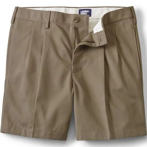 Men's No Iron 6" Comfort Waist Pleated Front Chino Short