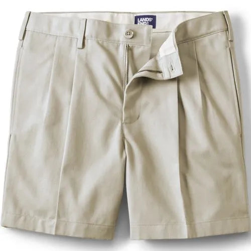 Men's No Iron 6" Comfort Waist Pleated Front Chino Short