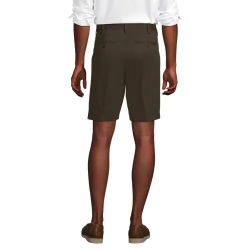 Men's No Iron 9" Comfort Waist Pleated Front Chino Short