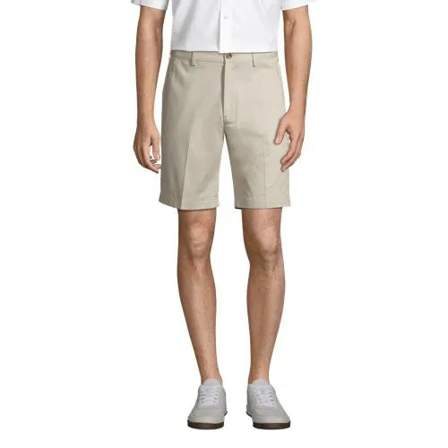 Men's No Iron 9" Comfort Waist Plain Front Chino Short