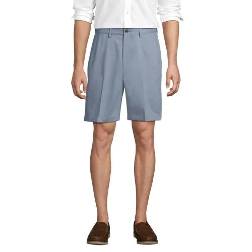 Men's No Iron 9" Comfort Waist Plain Front Chino Short