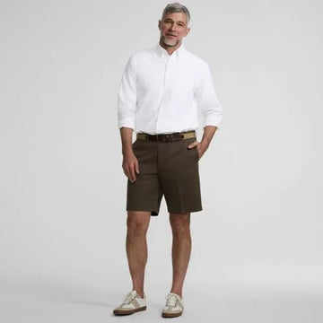 Men's No Iron 9" Comfort Waist Plain Front Chino Short
