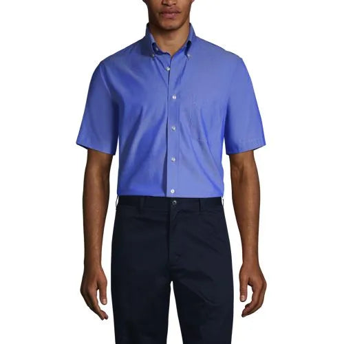 Men's Short Sleeve No Iron Pinpoint Dress Shirt