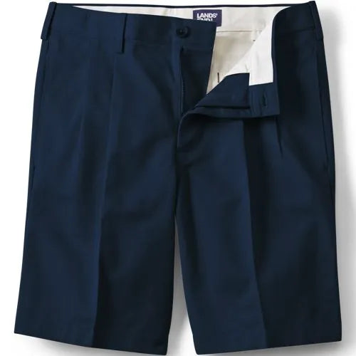 Men's No Iron 9" Pleated Front Chino Short