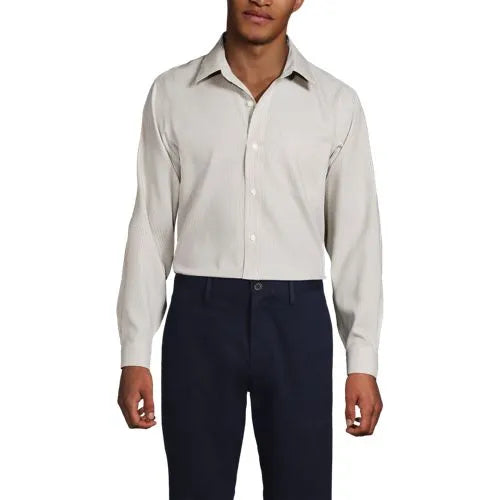 Men's Pattern No Iron Supima Pinpoint Straight Collar Dress Shirt