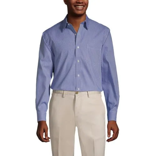 Men's Pattern No Iron Supima Pinpoint Straight Collar Dress Shirt
