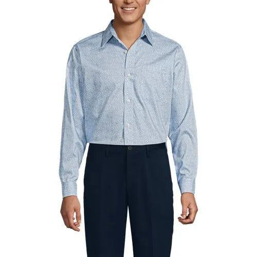 Men's No Iron Supima Cotton Pinpoint Straight Collar Dress Shirt