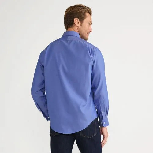 Men's No Iron Supima Cotton Pinpoint Straight Collar Dress Shirt