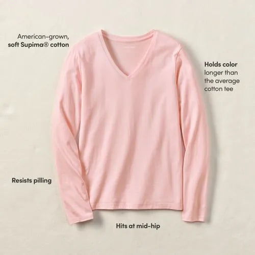 Supima Cotton Long Sleeve V-Neck T-Shirt
