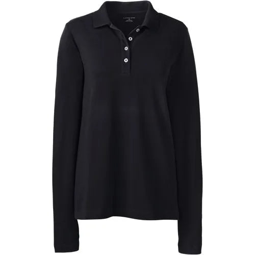 Women's Plus Size Long Sleeve Mesh Polo