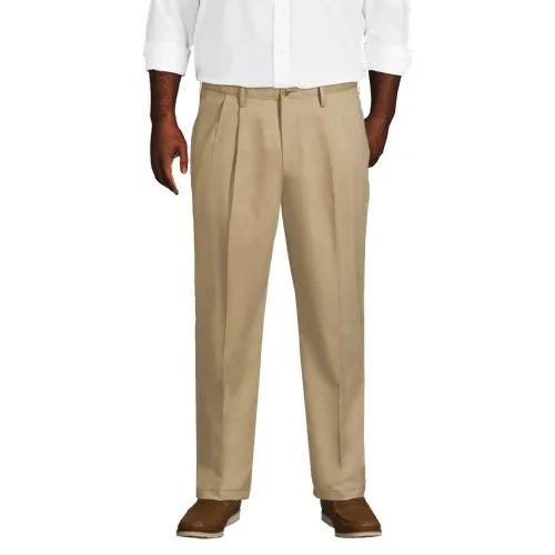 Men's No Iron Traditional Fit Pleated Front Chino Pant
