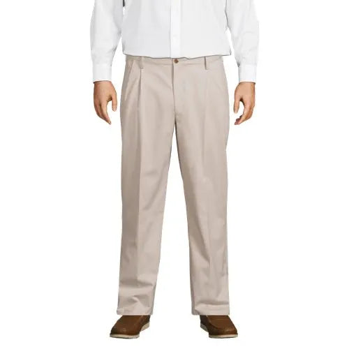 Men's No Iron Traditional Fit Pleated Front Chino Pant