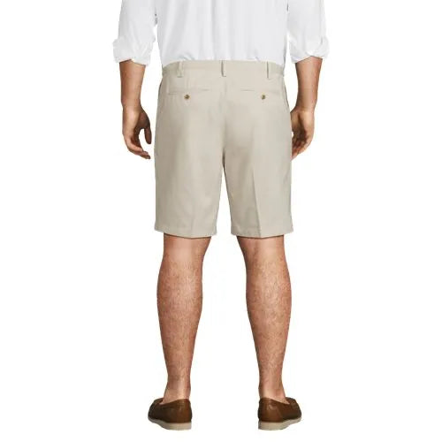 Men's No Iron 9" Comfort Waist Pleated Front Chino Short