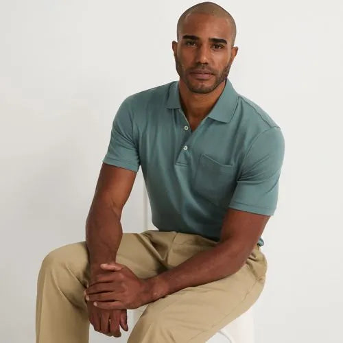 Men's Short Sleeve Cotton Supima Polo Shirt with Pocket