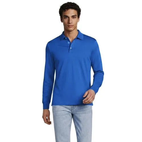 Men's Long Sleeve Cotton Supima Polo Shirt