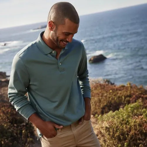 Men's Long Sleeve Cotton Supima Polo Shirt