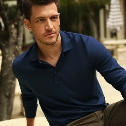 Men's Long Sleeve Cotton Supima Polo Shirt