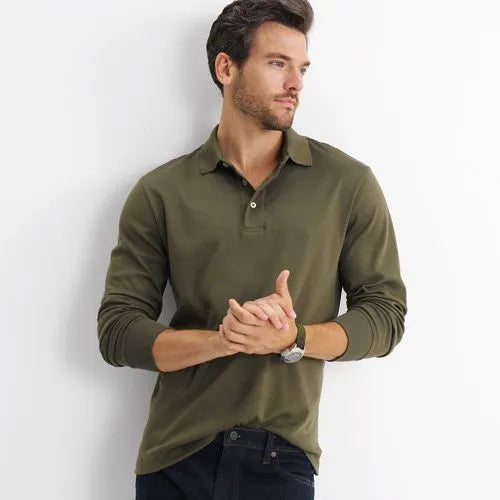 Men's Long Sleeve Cotton Supima Polo Shirt