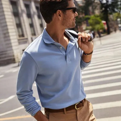 Men's Long Sleeve Cotton Supima Polo Shirt