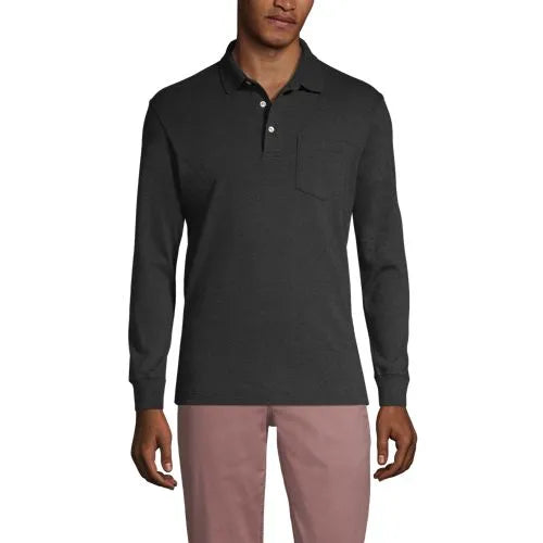 Men's Long Sleeve Cotton Supima Polo Shirt with Pocket