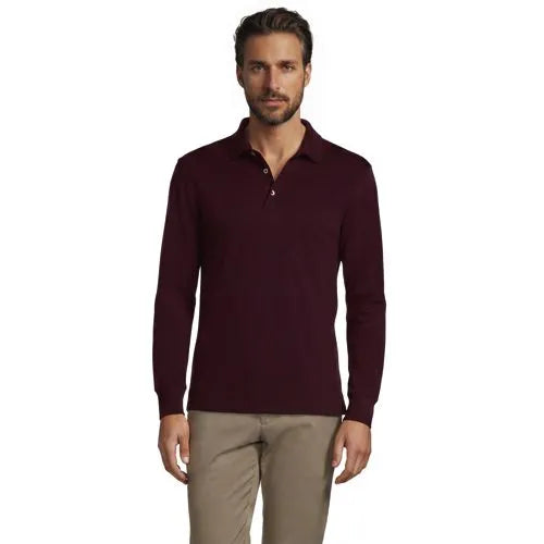 Men's Long Sleeve Cotton Supima Polo Shirt with Pocket