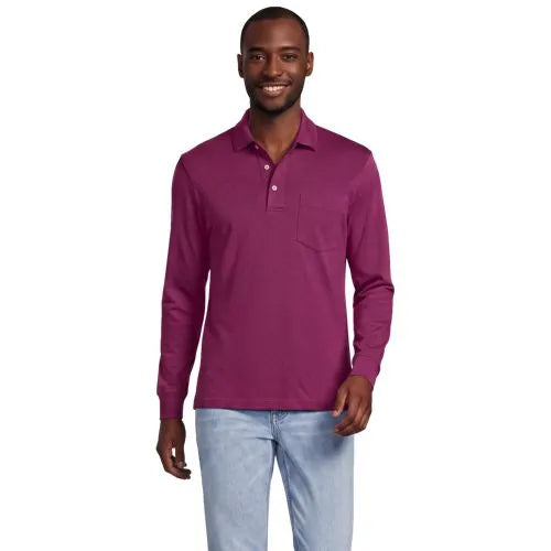 Men's Long Sleeve Cotton Supima Polo Shirt with Pocket