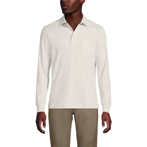 Men's Long Sleeve Cotton Supima Polo Shirt with Pocket