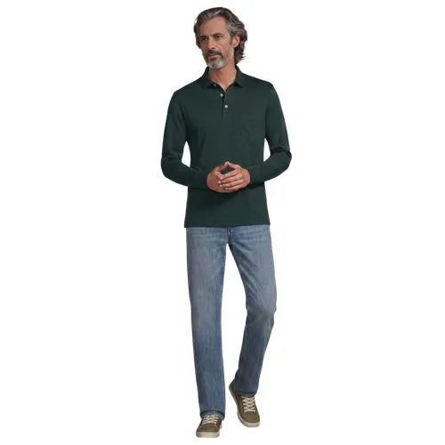 Men's Long Sleeve Cotton Supima Polo Shirt with Pocket
